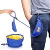 Dog Cat Bowl Open Air Travel Food Holder Folding Foldable Feeder Dish Water Bowl Food Stockpiling Bag Pet Nibble Plate Drink Waterproof - blue
