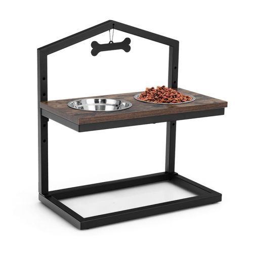 Adjustable Heights Elevated Dog Bowl Feeder Stand - Rustic Brown - Pet Supplies Adjustable Heights Elevated Dog Bowl Feeder Stand - Rustic Brown - Pet Supplies