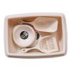 Pet Supplies Set Cat Kitten Dog Litter with Feeder Bowl and Litter Scoop - White - Pet Supplies