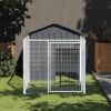 Dog House with Run Anthracite 46.1"x79.1"x48.4" Galvanized Steel - Anthracite