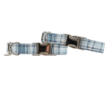 Adjustable Collar - Quick Release Metal Alloy - Blue Plaid - Medium - Blue Plaid
