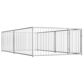 Outdoor Dog Kennel 78.7"x157.5"x39.4" - Silver