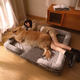 Dog Bed, Bolster Dog Bed with Memory Foam Dog Couch Sofa and Removable Washable Cover - Gray - 33.5*23.6'' Up to 55 lbs