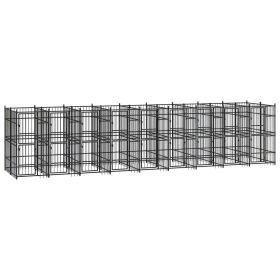 Outdoor Dog Kennel Steel 178.6 ft² - Black