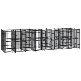 Outdoor Dog Kennel Steel 158.8 ft² - Black