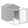 Dog House with Roof Light Gray 46.1"x159.4"x48.4" Galvanized Steel - Gray