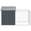 Dog House with Run Anthracite 46.1"x79.1"x48.4" Galvanized Steel - Anthracite