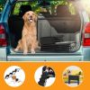 Foldable Dog Ramp 4 Step Collaspible Non Slip Stairs for Car Trucks SUV 176LBS Load Oxford Fabric Steel Ladders with Straps Tether Clip - Black