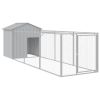 Dog House with Roof Light Gray 46.1"x159.4"x48.4" Galvanized Steel - Gray