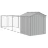 Dog House with Roof Light Gray 46.1"x159.4"x48.4" Galvanized Steel - Gray