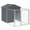 Dog House with Run Anthracite 46.1"x79.1"x48.4" Galvanized Steel - Anthracite