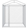 Outdoor Dog Kennel with Canopy Top 78.7"x78.7"x88.6" - Silver
