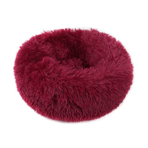 Small Large Pet Dog Puppy Cat Calming Bed Cozy Warm Plush Sleeping Mat Kennel, Round - 23in - Wine Red Small Large Pet Dog Puppy Cat Calming Bed Cozy Warm Plush Sleeping Mat Kennel, Round - 23in - Wine Red