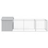 Dog House with Roof Light Gray 46.1"x159.4"x48.4" Galvanized Steel - Gray