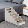 7-Tier Pet Stair, Portable Pet Ramp, Pet Furniture Dog Ladder with Felt Pad, Non-Slip Mat for Couch, Sofa, High Bed, Natural - As pic