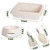 Pet Supplies Set Cat Kitten Dog Litter with Feeder Bowl and Litter Scoop - White - Pet Supplies
