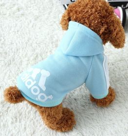 Two Legged Cotton Warm Dog Hoodie - Light Blue - S