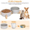 Double 28.7Oz Ceramic Pet Bowls Dog Cat Bowls with Wooden Stand Raised Pet Feeder for Small Dogs Cats - Feeding Bowl