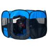 Pop Up Dog Playpen, Blue/Black, 42"L x 42"W x 25"H - Blue and Black