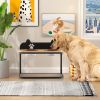 Raised Pets Cats Dog Feeding Station Elevated Pet Feeder - Black & Natural - Style A
