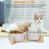 Double 28.7Oz Ceramic Pet Bowls Dog Cat Bowls with Wooden Stand Raised Pet Feeder for Small Dogs Cats - Feeding Bowl