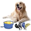 Dog Cat Bowl Open Air Travel Food Holder Folding Foldable Feeder Dish Water Bowl Food Stockpiling Bag Pet Nibble Plate Drink Waterproof - blue
