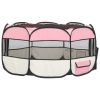 Foldable Dog Playpen with Carrying Bag Pink 57.1"x57.1"x24" - Pink