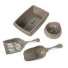 Pet Supplies Set Cat Kitten Dog Litter with Feeder Bowl and Litter Scoop - Brown - Pet Supplies