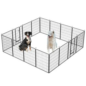 40in Outdoor Fence Heavy Duty Dog Pens 16 Panels Temporary Pet Playpen with Doors - 40" 16 Panels