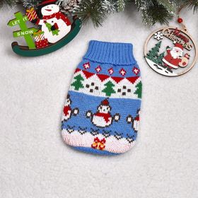 Autumn And Winter Puppy Thickened Pet Clothes Clothing (Option: Blue Snowman-14)